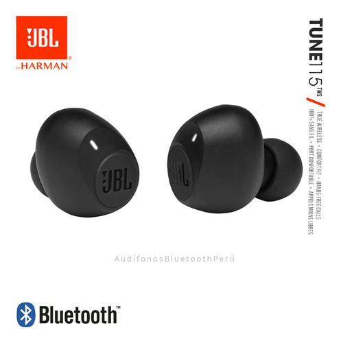 Audifonos Bluetooth Jbl Tune 115 Tws Pure Bass - 21 Horas! Color Negro