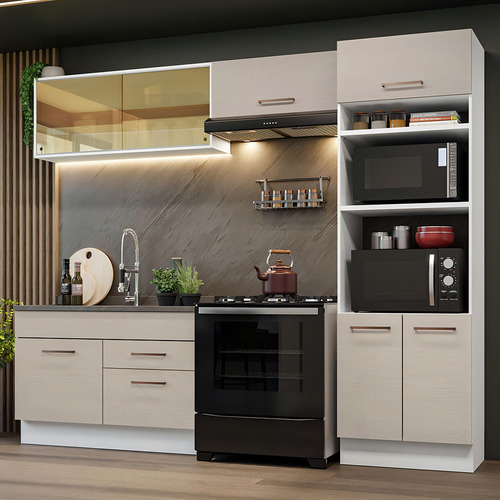 Cocina Integral Completa Modular Madesa Agata 270cm 05 Color Blanco/Crema
