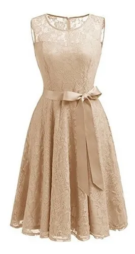 Vestido Encaje Flores Cuello Transparente