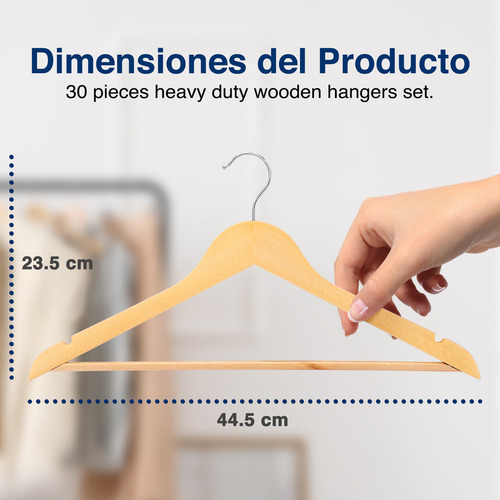 SereneLife SLHWD30 Juego de Colgadores de Ropa Resistente Paquete de 30 Marrón
