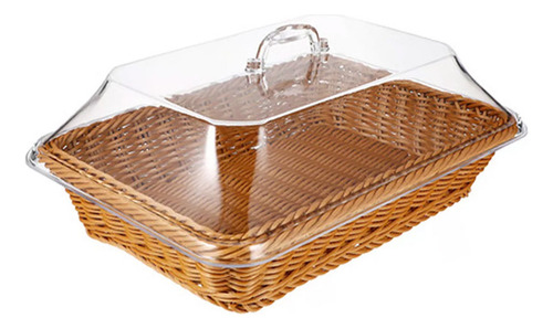 Novo Cesta De Pão De Frutas De Vime Com Tampa Acrílica Para