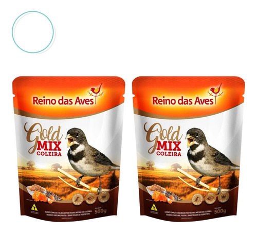 Kit 2 Ração Gold Mix Coleira Para Pássaros Reino Das Aves