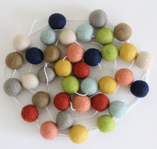 Farm To Table Adjustable Handmade Felt Ball Garland By She