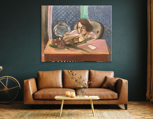 Cuadro Mujer Ante Un Acuario Matisse Abstracto Peces 110 Cm