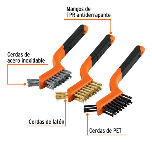 3 Pzas Juego De 3 Mini Cepillos De Alambre 28 Pinceles, Trup