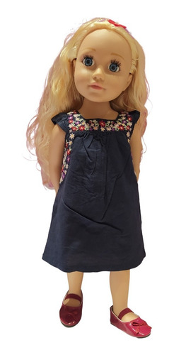 Imagen 1 de 5 de Vestido Muñeca No Te Rindas Flores Bordado 45cm Americ Witty