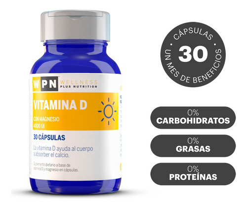 Wpn Wellness Vitamina D Con Magnesio Suplemento 30c 3c