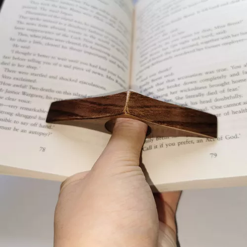Soporte de madera para libros, hecho a mano de nogal natural, para pulgar,  accesorios de lectura para lectores, regalos para amantes de los libros