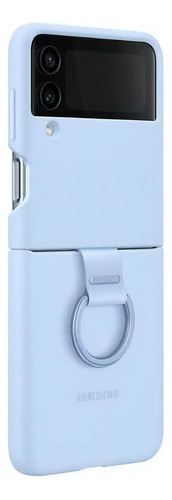 Funda Samsung Silicone cover with ring artic blue con diseño liso para Samsung Galaxy Z Flip4 por 1 unidad