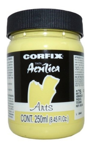 Tinta Acrílica Arts Corfix 250ml Amarelo Níquel 175 Gr 2