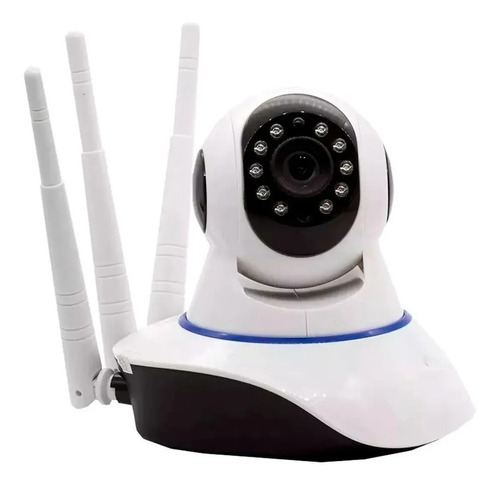 Câmera 3 Antenas Ip Onvif Wifi Wireless Robô Visão Noturna Cor Branco