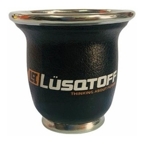 Mate De Vidrio Forrado Negro Sin Bombilla Lusqtoff