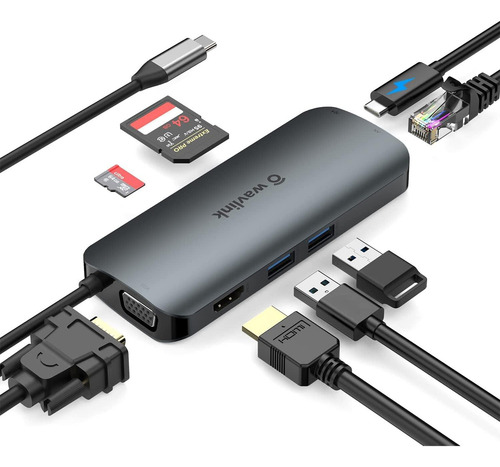 Estación De Acoplamiento Usb C 8 En 1, Adaptador Wavlink Usb