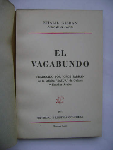 El Vagabundo / Khalil Gibran / 1975 / Buenos Aires