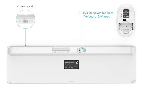 Mouse Y Teclado Para Pc Inalambrico, Delgado | Blanco/see...