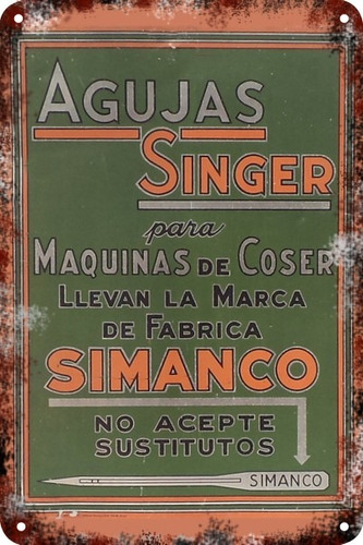 Carteles Antiguos De 30x45cm Máquina De Coser Singer Va-018