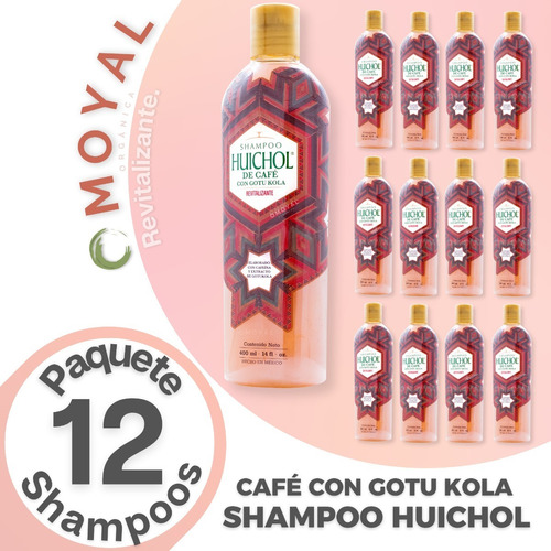 Paquete 12 Piezas Shampoo Huichol De Café Con Gotu Kola
