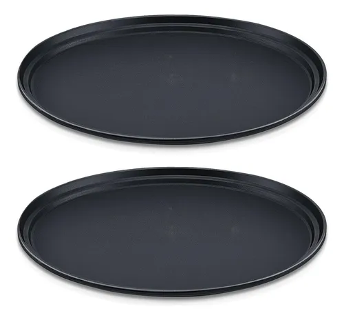 Set De 2 Bandejas De Mozo Redonda Antideslizante Para Servir Bar Restaurante Para Servicio De Camarero Mozo Alta Calidad Everest
