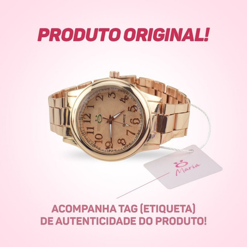 Relógio Feminino Aço Maria Analógico + Pulseira Rma118