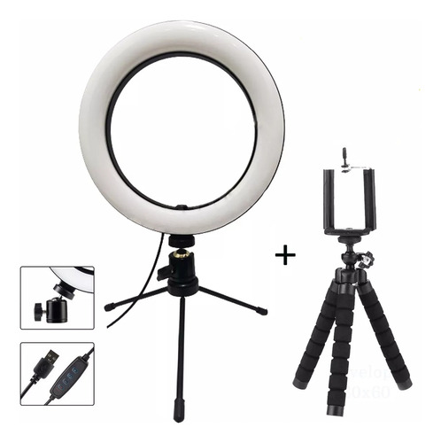 Ring Light Luminaria Led 20cm 8608 Tripe Ferro Tripe Celular