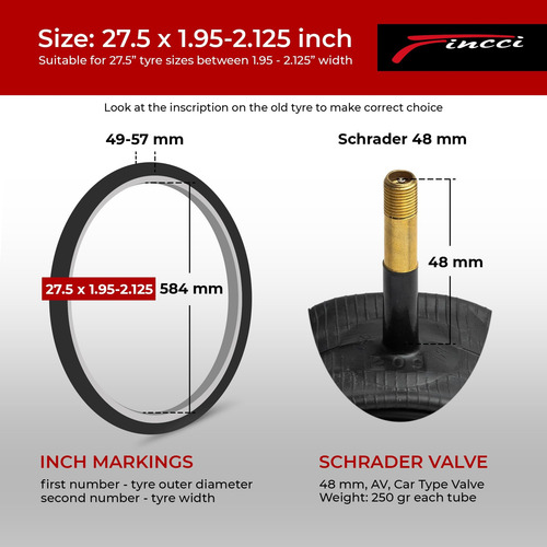 Par De 27.5 X Pulgadas Tubos Internos De Bicicleta De 48 Mm