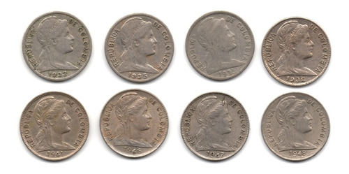 1 Centavo 1933 A 1948 Set De 8 Diferentes