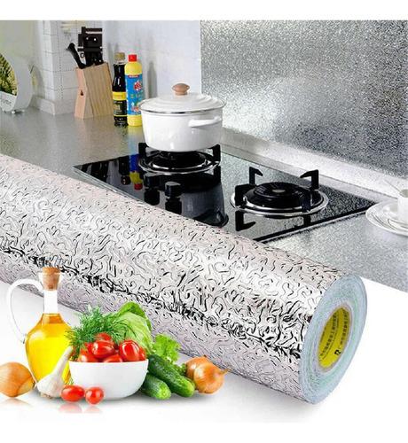 10 Rolos Papel Adesivo Aluminio Lavável Cozinha Impermeável