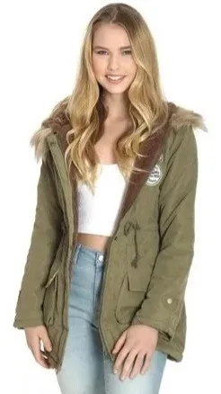 chaqueta verde militar mujer