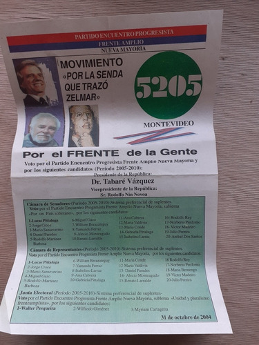 Elecciones Nacionales 2004 Lista 5205 E.p. - F.a.