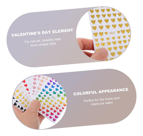 8 Hojas Pegatinas De Uñas De Corazón Calcomanías