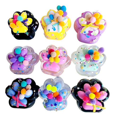 Squishy Mochi Brillo Huella Patita Gato Souvenir X3 Unid Surtido