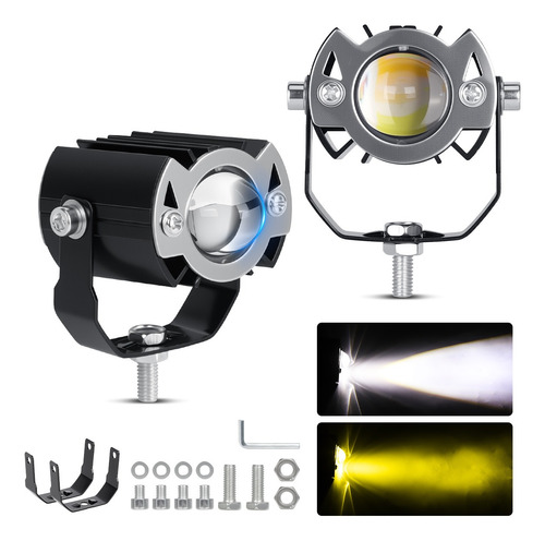 Faros De Lupa Luces Led Auxiliares Auto Con Doble Color 2pcs