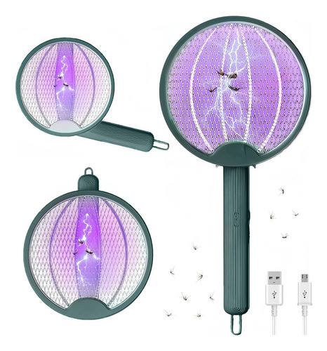 Matamoscas Eléctrico Recargable Y Plegable Con Luz Led