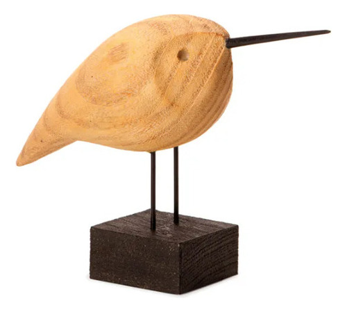 Escultura Decorativa Pássaro Em Poliresina 20cm 15876 Mart Cor Marrom
