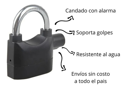 Imagen 3 de 7 de Candado Bicicleta Moto Con Llaves Y Alarma 110 Decibeles