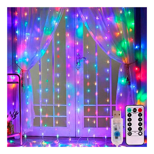Cortina 300 Luces Led Rgb Colores Multicolor 3x3mts 