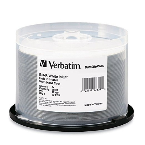 Verbatim Bd-r 25gb 6x Datalifeplus Blanca De Inyección De Ti