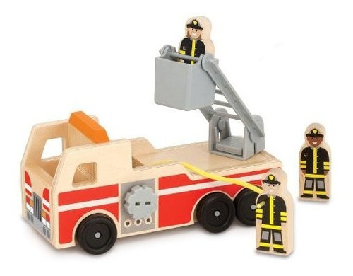 Camion De Bomberos De Madera Melissa Y Doug Con 3 Figuras D