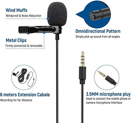 Aiknow Microfone De Lapela De 19 Pés Para Android Smartphone