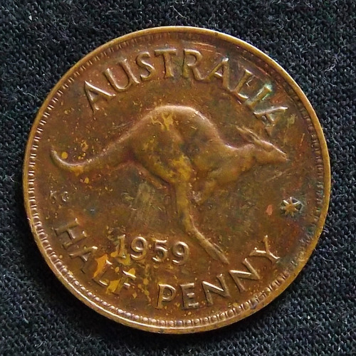 Australia 1/2 Penny 1959 Excelente Km 61 Canguro