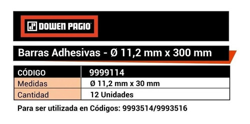 Imagen 3 de 9 de Barras Silicona Adhesivas 11,2 X 300mm 12 Unidades Dowen