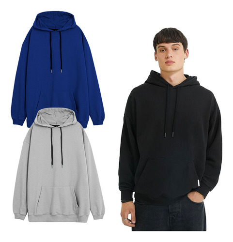 Pack X2 Buzo Canguro Capucha Hombre Hoodie Camperas
