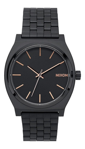 Reloj Nixon Time Teller All Black/rose Gold Color de la malla Negro Color del bisel Negro Color del fondo Negro