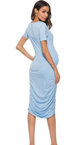 Vestido De Maternidad Mujer Ropa Manga Corta Soild Color 214