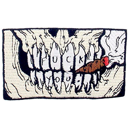 Parche Bordado Con Diseño De Calavera Fumando En Forma De Mo
