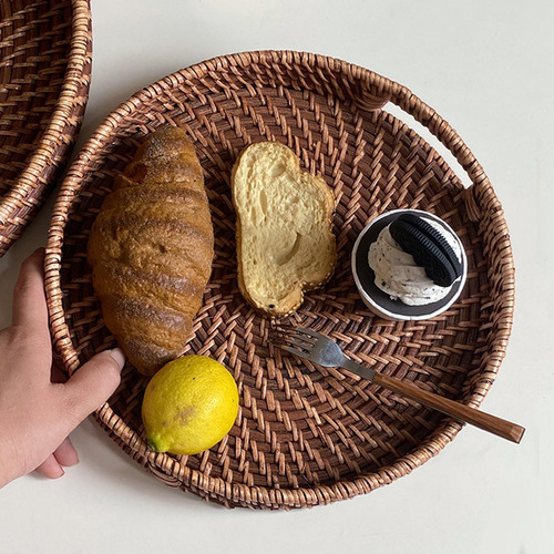 Bandeja Circular De Mimbre Para Presentar Alimentos