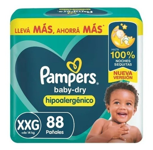 Pañales Pampers Baby-dry  Xxg 88 u