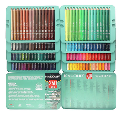Set 240 Lápices Profesionales Kalour Con Caja Metalica 240