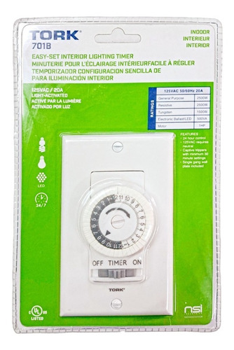 Temporizador 701 B (interruptor) Para Iluminacion 20 A Tork