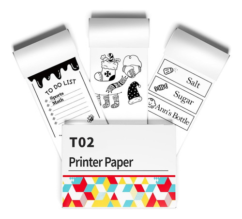 T02 Mini Papel De Impresora  Papel Adhesivo Blanco Compat